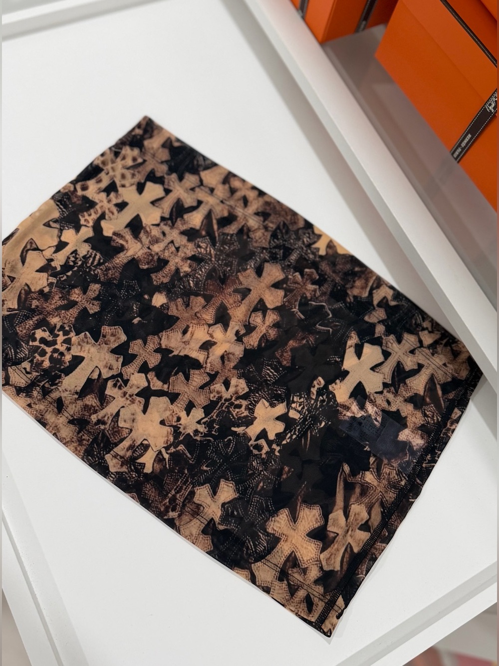 Chrome Hearts Waterfall Cross Print Mesh Skirt Top